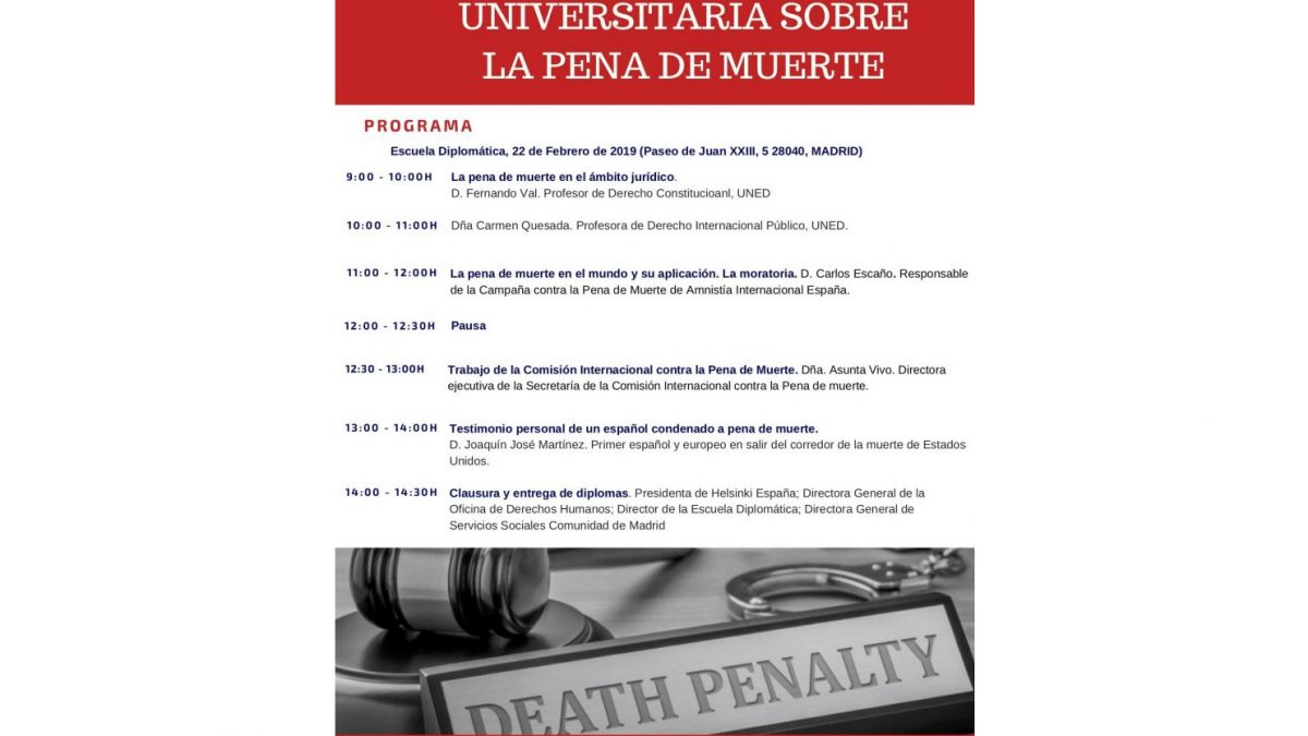 Programa jornada universitaria sobre la pena de muerte